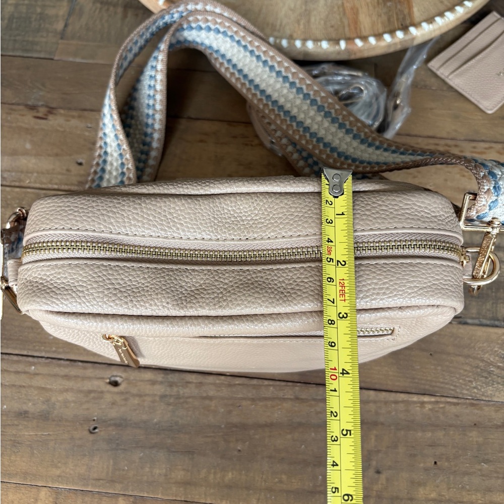 Pom Pom London Original Crossbody Bag Purse Stone Beige NEW - Picture 13 of 16